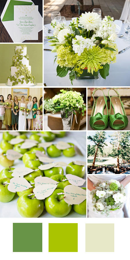 Legjobb esküvői színkombinációk: zöld - lime - krém