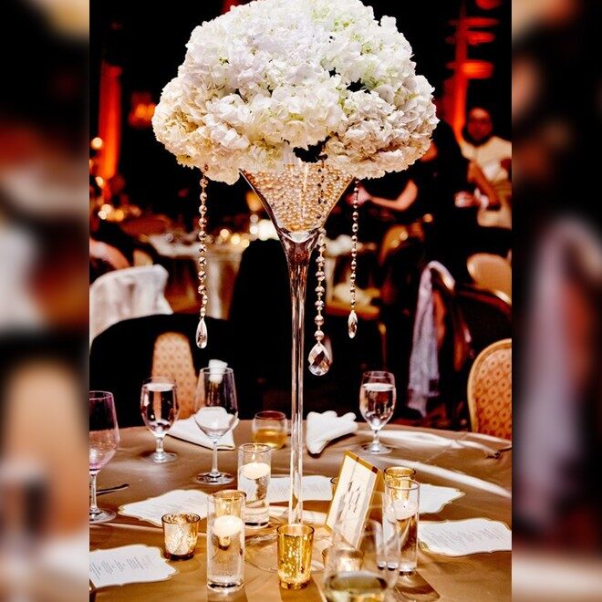 Bérelhető martinis váza asztaldekorácóhoz 50cm magas