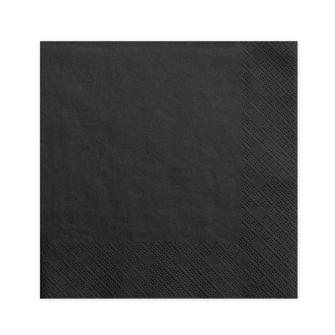 Fekete színben 20db-os 3 rétegű papírszalvéta 33x33cm