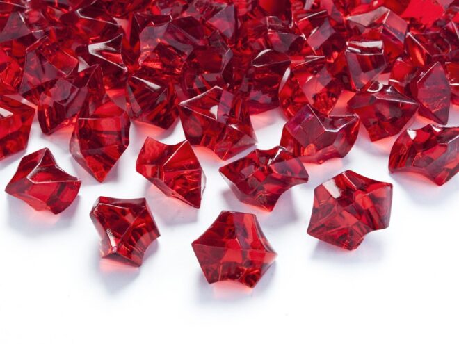 Piros 21mm-es dekor jég kristály 30db-os csomagban