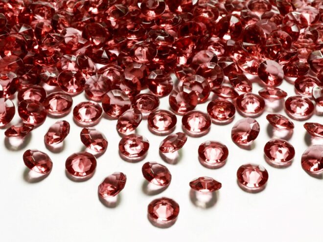 Sötét piros 12mm-es dekor kristály 30db-os csomagban