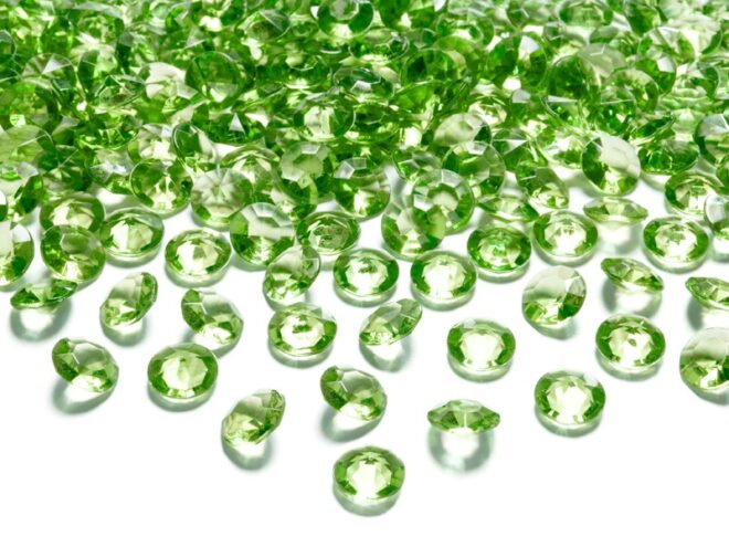 Világos zöld 12mm-es dekor kristály 30db-os csomagban