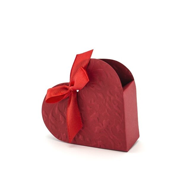 Köszönet ajándék doboz szív formájú piros papírból 10db