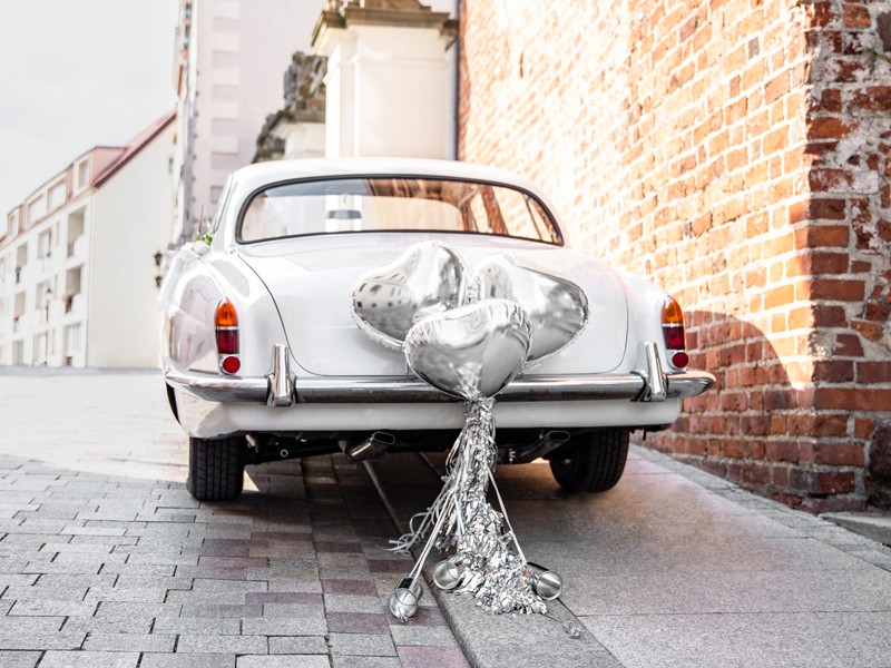 Ezüst esküvői dekor csomag menyasszonyi autóra