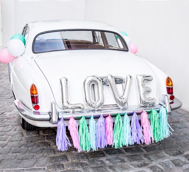 Menyasszonyi autóra mix esküvői dekor csomag
