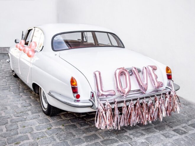 Rose-gold esküvői dekor csomag menyasszonyi autóra
