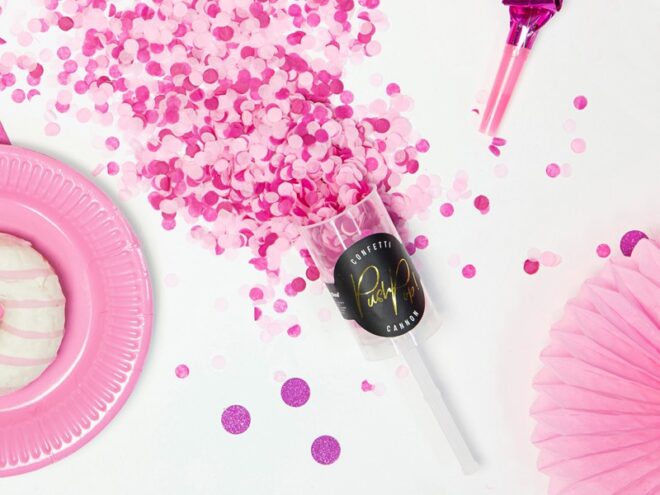 Rózsaszín/Sötét pink konfetti Push Pop kilövővel