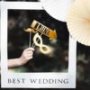 Fehér szelfi fotókeret arany Best wedding felirattal