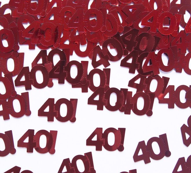 Konfetti 40-es szám piros színben 15g