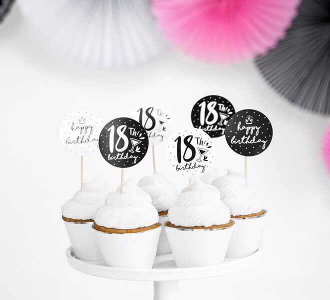 Cupcake, vagy tortadísz 18! birthday betűzhető felirat 6db