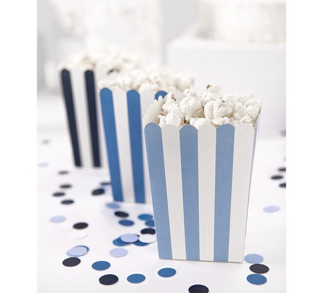 Popcorn zacskó kék csíkokkal 6db