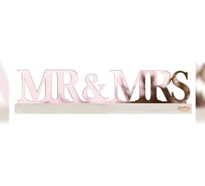 Asztalra helyezhető akril Mr & Mrs rose-gold felirat