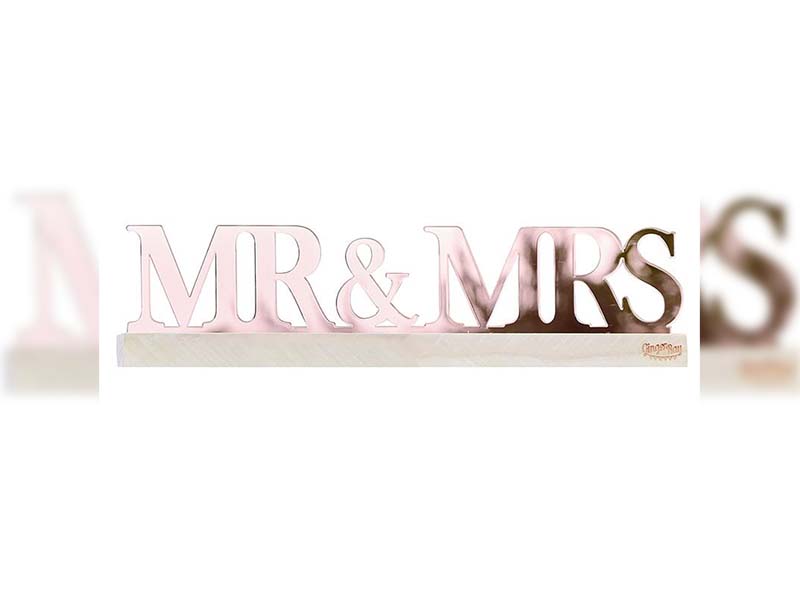 Asztalra helyezhető Mr & Mrs rose-gold felirat
