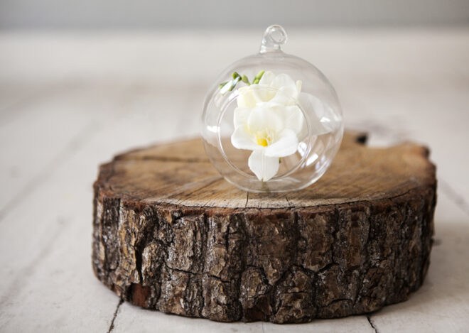 Felakasztható üveggömb virágfejekhez 10cm