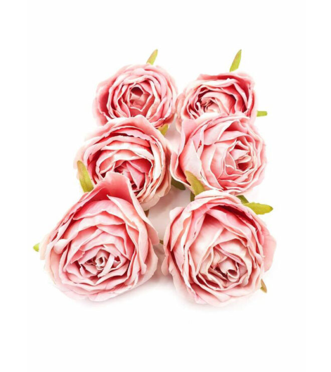 Dekor rózsafejek 6 db-os csomagban - Fáradt rózsaszín