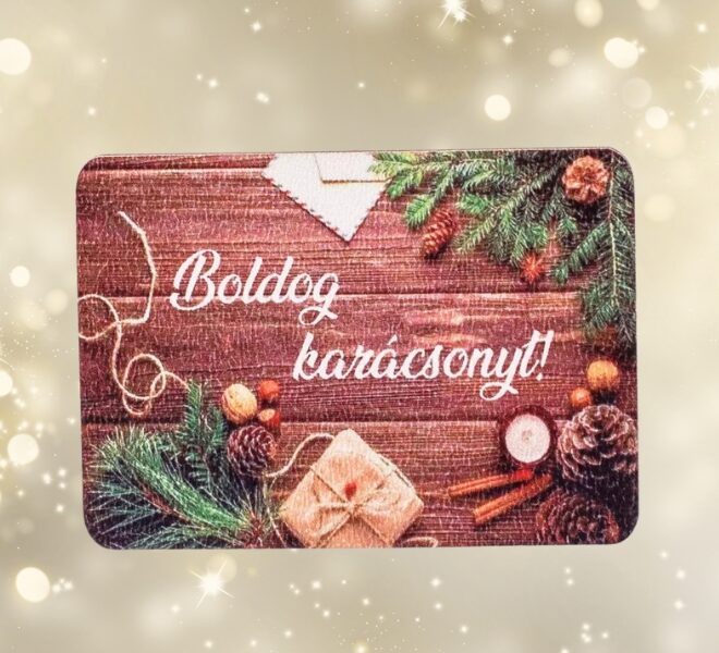 Boldog Karácsony feliratos dekor tábla 7 x 5 cm, 4db-os csomagban