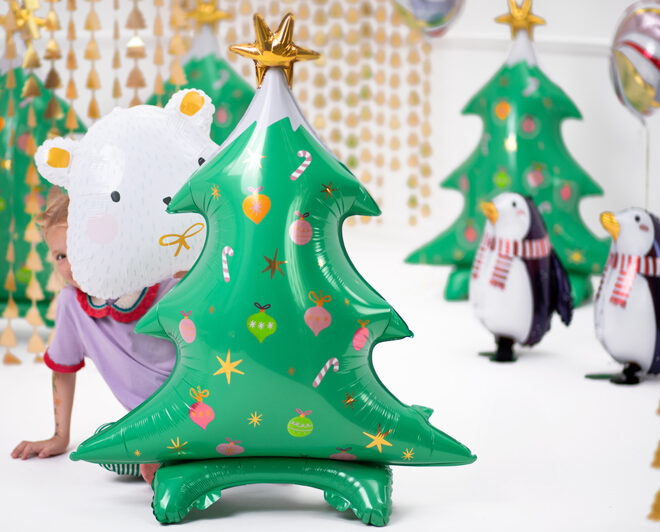 Álló karácsonyfa lufi figura
