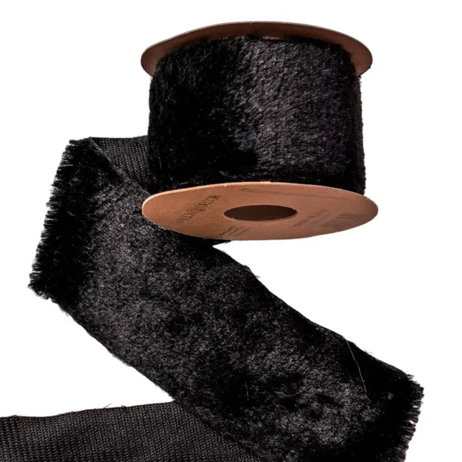 Szőrme szalag fekete színben 63mm x 2,75m