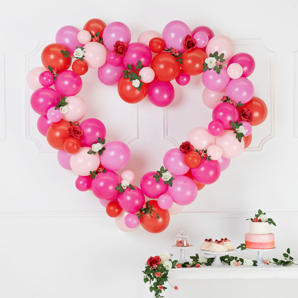 Lufi girland szívecske vegyes rózsaszín színben 80 db-os csomagban