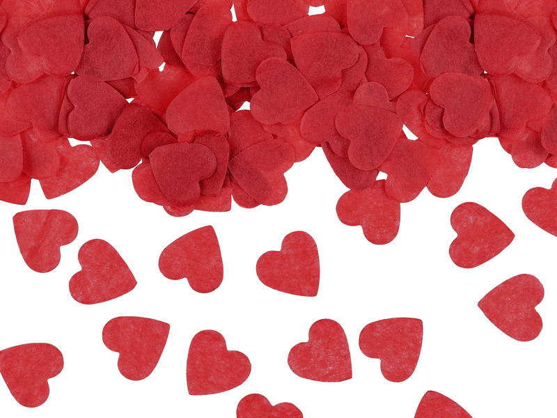 Szív alakú selyem papír konfetti 15g-os csomagban - Piros