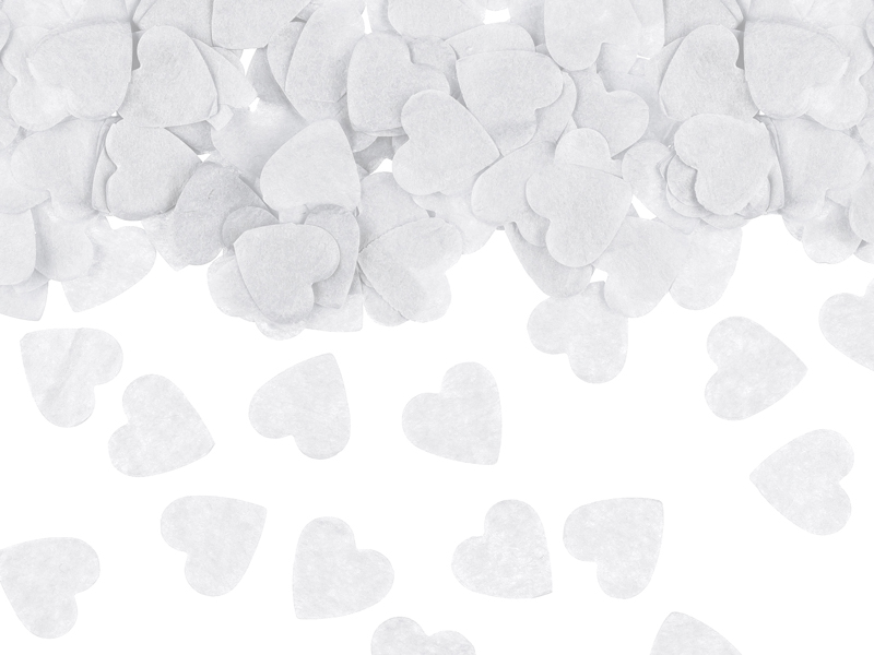 Szív alakú selyem papír konfetti 15g-os csomagban -Fehér