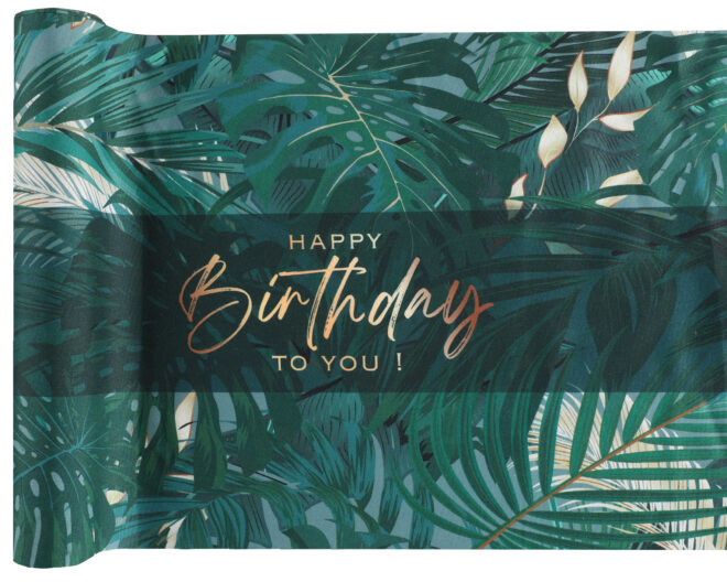Dszungel mintás futó Happy birthday to you felirattal születésnapi partyhoz