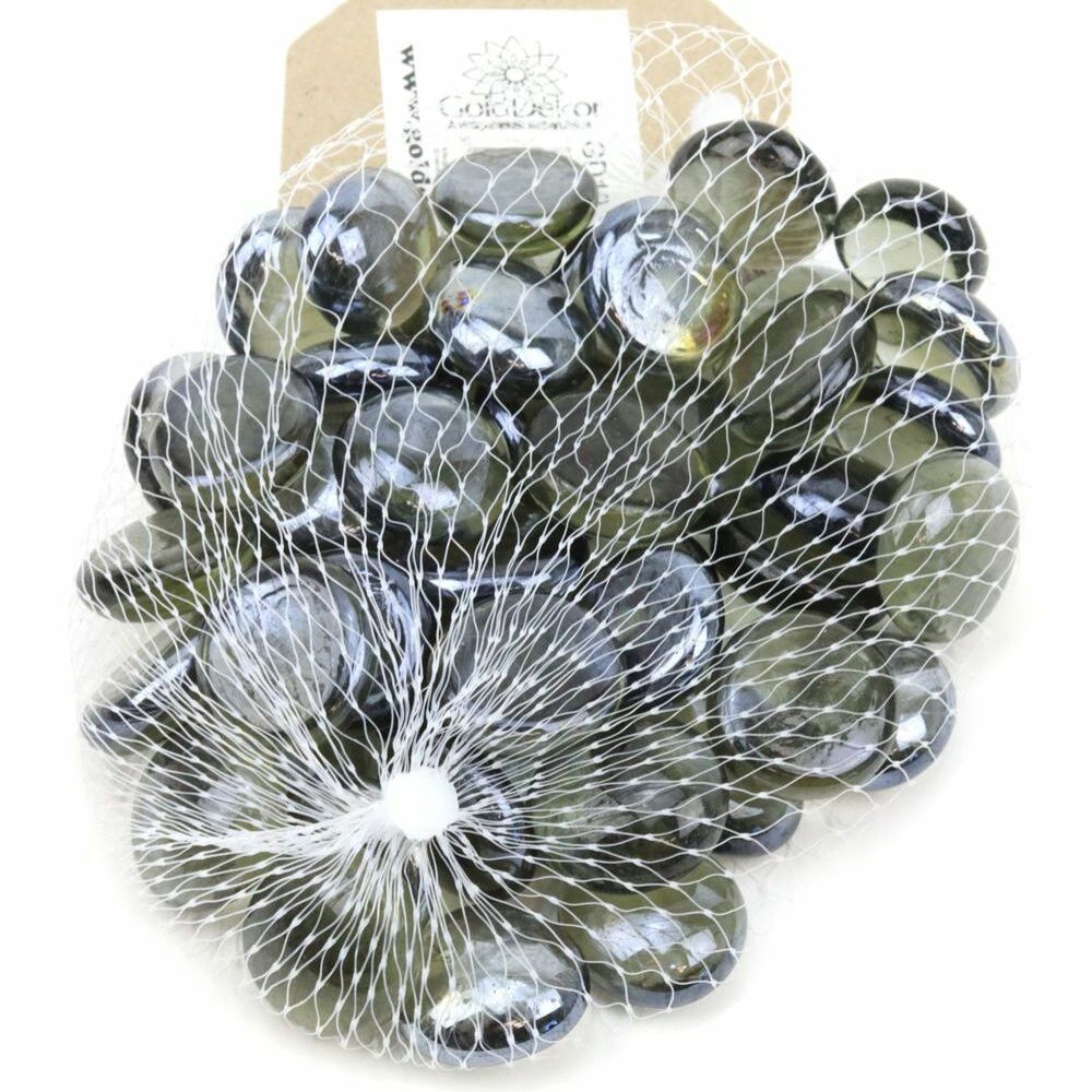 Üvegből készült dekor kavicsok ezüst színben