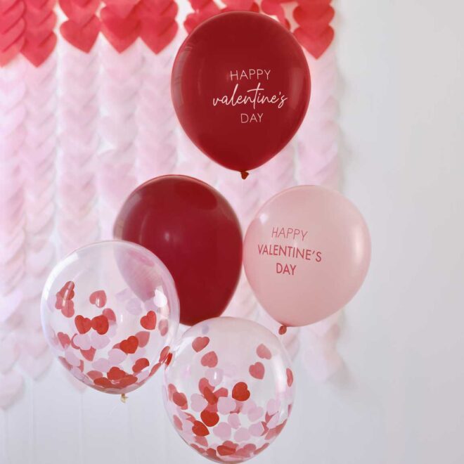 Piros és rózsaszín vegyes valentin napi lufi csomag