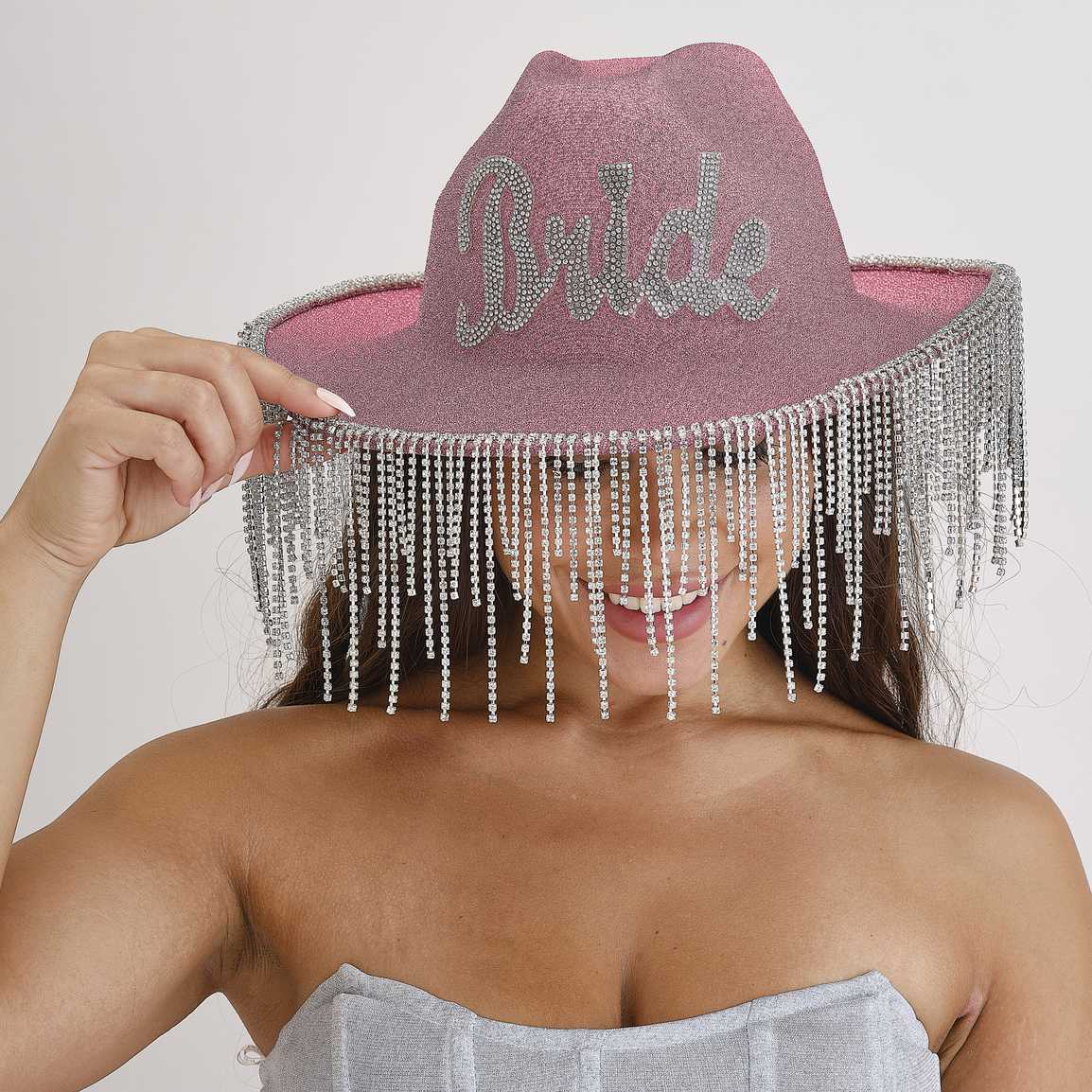 Pink glitteres cowgirl kalap Bride felirattal