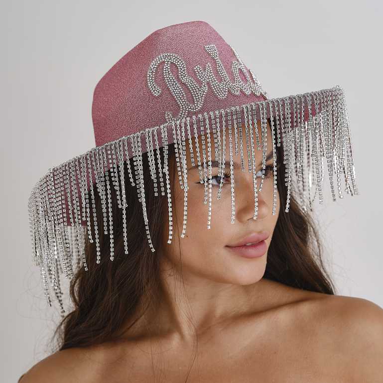 Pink glitteres cowgirl kalap Bride felirattal