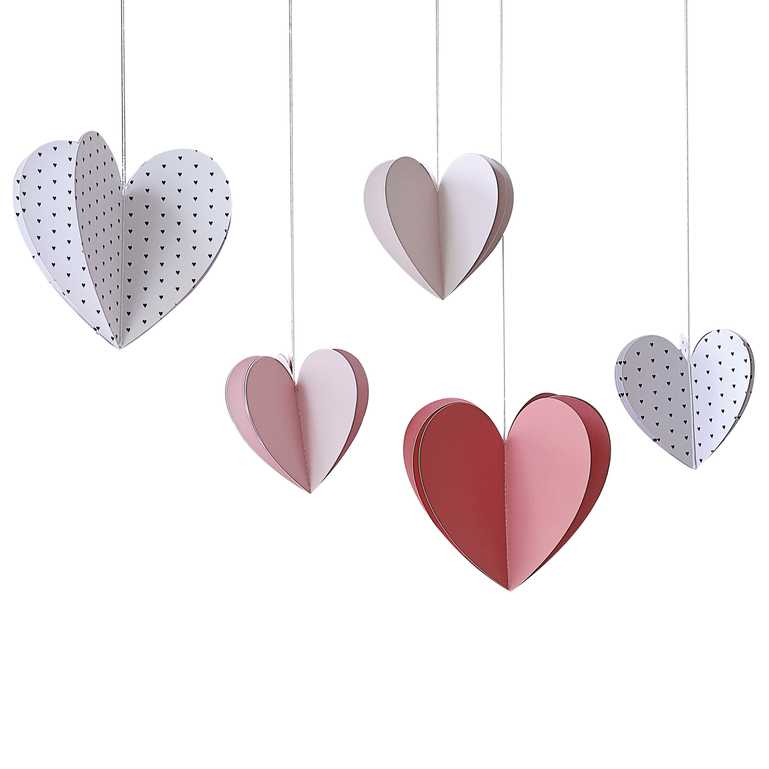 3D-s fellógatható szív papír szívek 