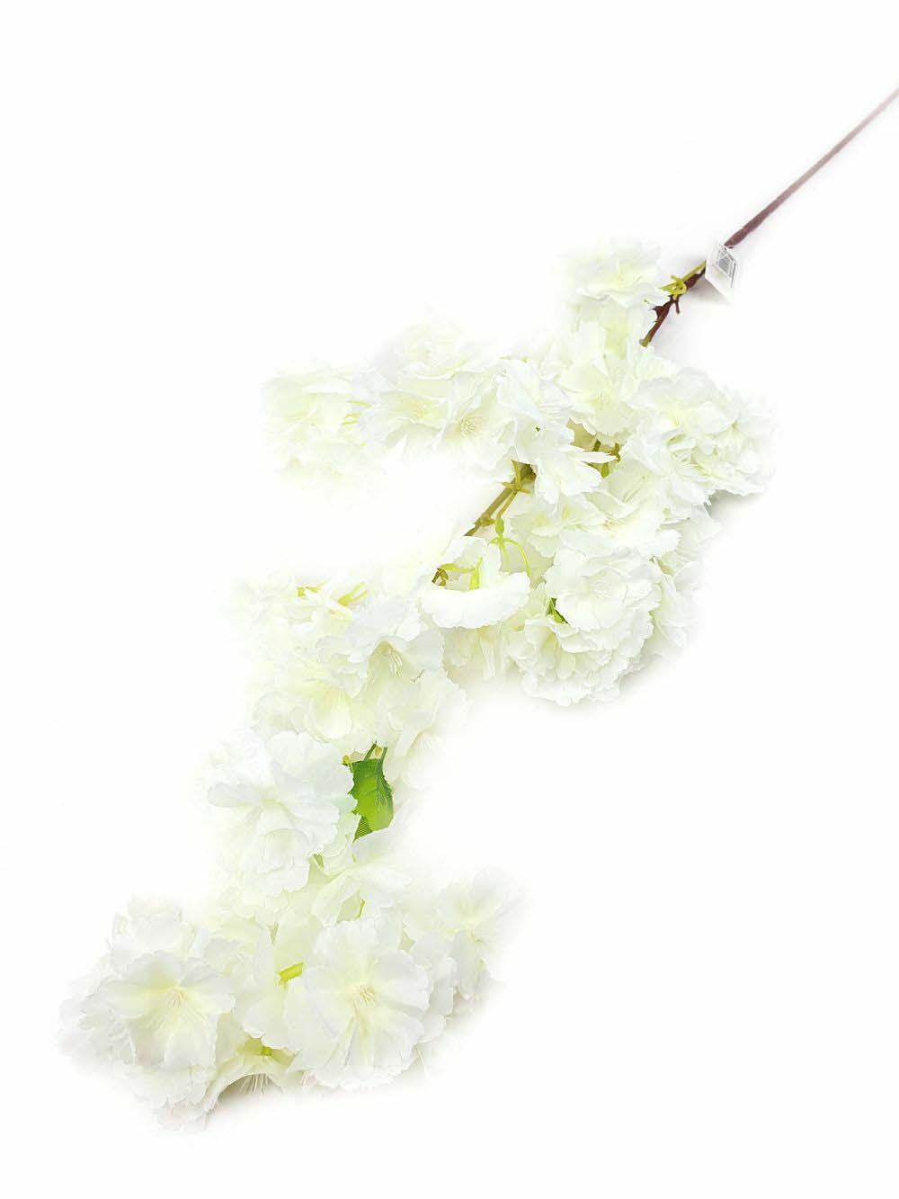Virágos ág 100 cm - Fehér színben