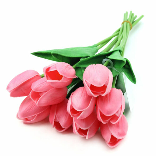 Real touch tulipán 10 szálas rózsaszín színben