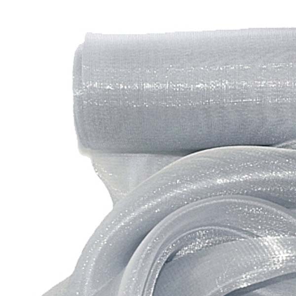 Szatén organza asztali futó 25 cm széles ezüst színben
