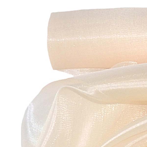 Szatén organza asztali futó 25 cm széles világos krém színben