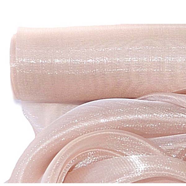 Szatén organza asztali futó 25 cm széles púderbézs színben